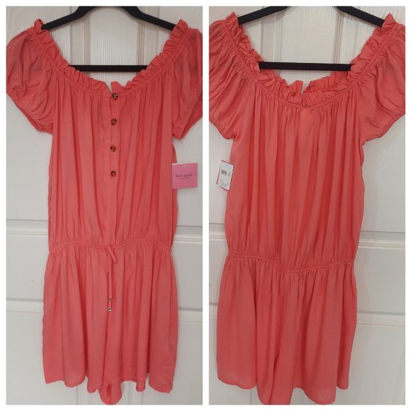 NWT Kate Spade New York Lychee Off the Shoulder Romper Swim Cover Up Sz S - Picture 3 of 16